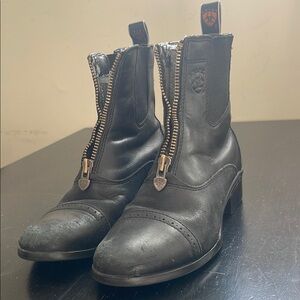 Artist Black Leather Zip-Up Boots